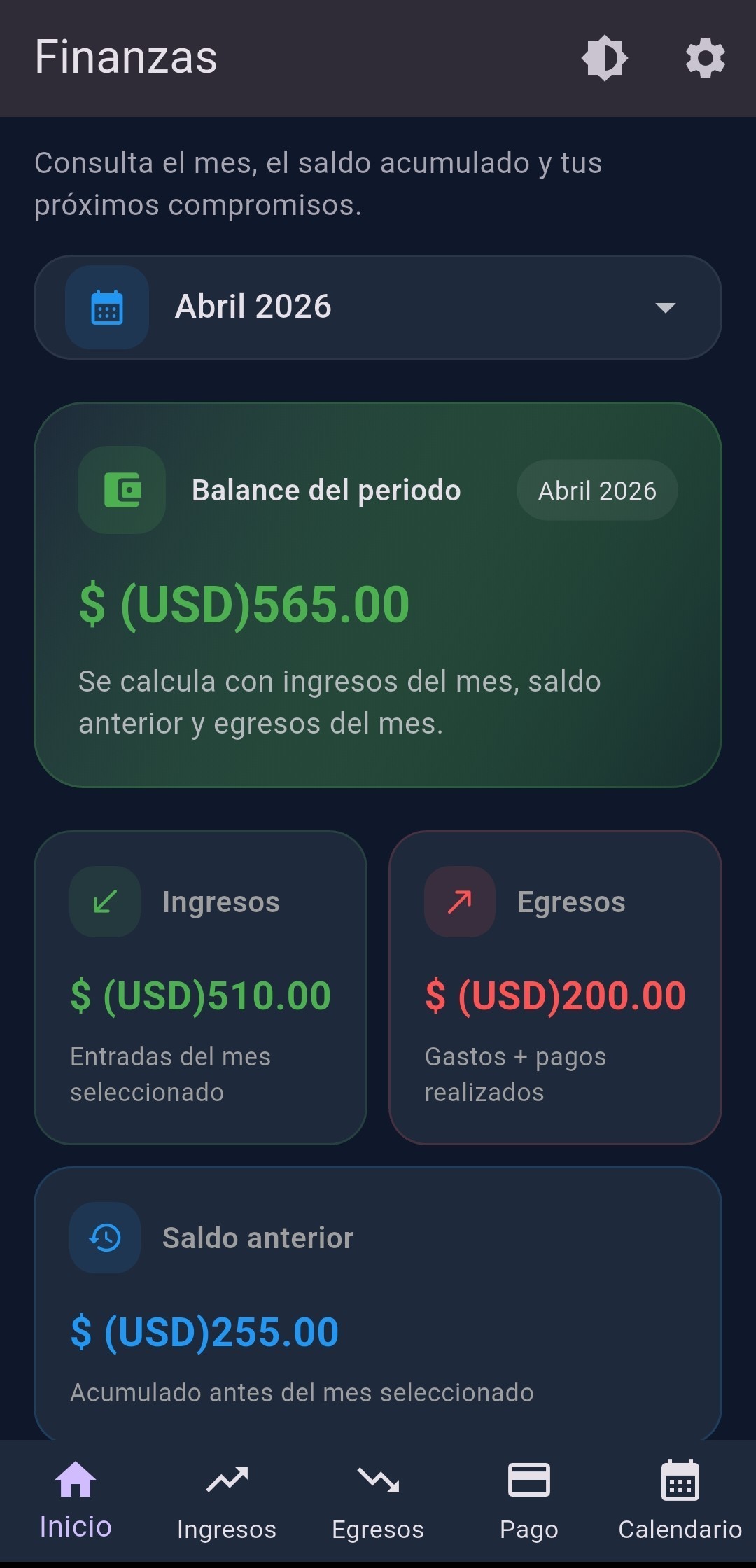 Pantalla de tablero financiero